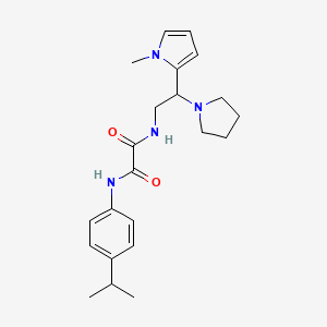 molecular formula C22H30N4O2 B2373618 N1-(4-isopropylphenyl)-N2-(2-(1-methyl-1H-pyrrol-2-yl)-2-(pyrrolidin-1-yl)ethyl)oxalamide CAS No. 1049350-72-2