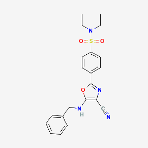 molecular formula C21H22N4O3S B2373624 4-(5-(benzylamino)-4-cyanooxazol-2-yl)-N,N-diethylbenzenesulfonamide CAS No. 941266-14-4