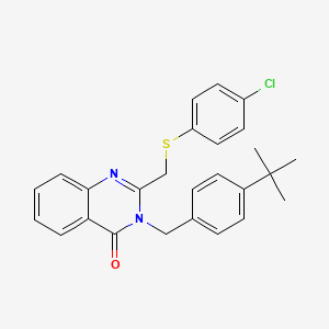 molecular formula C26H25ClN2OS B2373630 3-[4-(叔丁基)苄基]-2-{[(4-氯苯基)硫代]甲基}-4(3H)-喹唑啉酮 CAS No. 866010-87-9