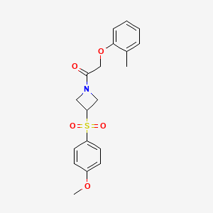 molecular formula C19H21NO5S B2373631 1-(3-((4-甲氧基苯基)磺酰基)氮杂环丁-1-基)-2-(邻甲苯氧基)乙酮 CAS No. 1797303-33-3