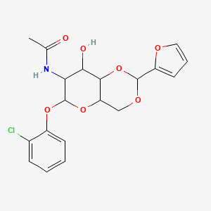 N-[6-(2-chlorophenoxy)-2-(furan-2-yl)-8-hydroxy-4,4a,6,7,8,8a-hexahydropyrano[3,2-d][1,3]dioxin-7-yl]acetamide