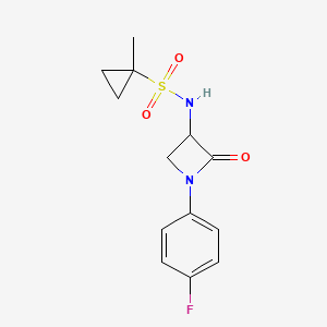 molecular formula C13H15FN2O3S B2373650 N-[1-(4-Fluorophenyl)-2-oxoazetidin-3-yl]-1-methylcyclopropane-1-sulfonamide CAS No. 1953885-96-5