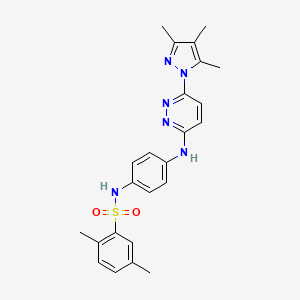 molecular formula C24H26N6O2S B2373652 2,5-二甲基-N-(4-((6-(3,4,5-三甲基-1H-吡唑-1-基)吡哒嗪-3-基)氨基)苯基)苯磺酰胺 CAS No. 1014047-47-2