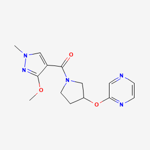 (3-methoxy-1-methyl-1H-pyrazol-4-yl)(3-(pyrazin-2-yloxy)pyrrolidin-1-yl)methanone