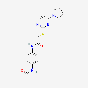 molecular formula C18H21N5O2S B2373665 N-(4-acetamidophenyl)-2-((4-(pyrrolidin-1-yl)pyrimidin-2-yl)thio)acetamide CAS No. 1251551-19-5