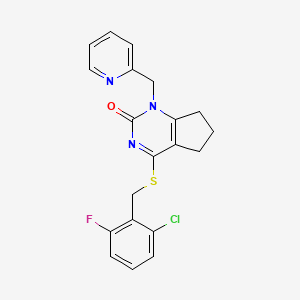 4-((2-chloro-6-fluorobenzyl)thio)-1-(pyridin-2-ylmethyl)-6,7-dihydro-1H-cyclopenta[d]pyrimidin-2(5H)-one