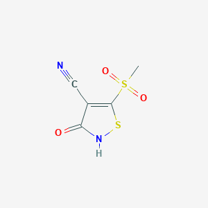 molecular formula C5H4N2O3S2 B2373685 3-Hydroxy-5-methanesulfonyl-1,2-thiazole-4-carbonitrile CAS No. 25629-56-5