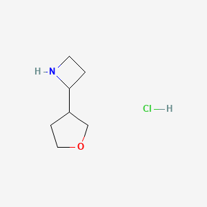 molecular formula C7H14ClNO B2373688 2-(Oxolan-3-yl)azetidine hydrochloride CAS No. 2138518-99-5