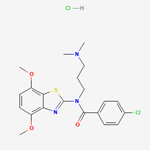 molecular formula C21H25Cl2N3O3S B2373691 4-氯-N-(4,7-二甲氧基苯并[d]噻唑-2-基)-N-(3-(二甲氨基)丙基)苯甲酰胺盐酸盐 CAS No. 1216771-37-7