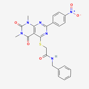 N-benzyl-2-((6,8-dimethyl-2-(4-nitrophenyl)-5,7-dioxo-5,6,7,8-tetrahydropyrimido[4,5-d]pyrimidin-4-yl)thio)acetamide