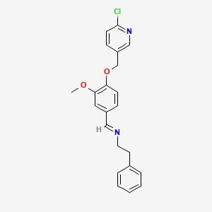 molecular formula C22H21ClN2O2 B2373702 N-({4-[(6-氯-3-吡啶基)甲氧基]-3-甲氧基苯基}亚甲基)-2-苯基-1-乙胺 CAS No. 861207-75-2