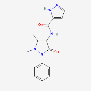 molecular formula C15H15N5O2 B2373706 N-(1,5-二甲基-3-氧代-2-苯基-2,3-二氢-1H-吡唑-4-基)-1H-吡唑-3-甲酰胺 CAS No. 379255-85-3