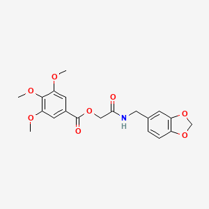 molecular formula C20H21NO8 B2373707 [2-(1,3-Benzodioxol-5-ylmethylamino)-2-oxoethyl] 3,4,5-trimethoxybenzoate CAS No. 386262-89-1