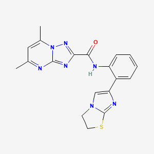 molecular formula C19H17N7OS B2373731 N-(2-(2,3-dihidroimidazo[2,1-b]tiazol-6-il)fenil)-5,7-dimetil-[1,2,4]triazolo[1,5-a]pirimidin-2-carboxamida CAS No. 2034289-54-6