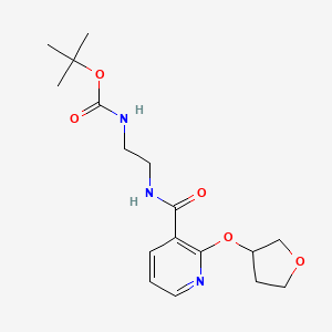 molecular formula C17H25N3O5 B2373738 Tert-butyl (2-(2-((tetrahydrofuran-3-yl)oxy)nicotinamido)ethyl)carbamate CAS No. 2034299-35-7