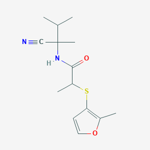molecular formula C14H20N2O2S B2373740 N-(2-Cyano-3-methylbutan-2-yl)-2-(2-methylfuran-3-yl)sulfanylpropanamide CAS No. 1645401-65-5