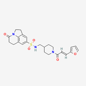 N-({1-[(2E)-3-(furan-2-yl)prop-2-enoyl]piperidin-4-yl}methyl)-11-oxo-1-azatricyclo[6.3.1.0^{4,12}]dodeca-4(12),5,7-triene-6-sulfonamide