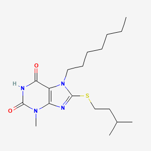 7-heptyl-3-methyl-8-[(3-methylbutyl)sulfanyl]-3,7-dihydro-1H-purine-2,6-dione