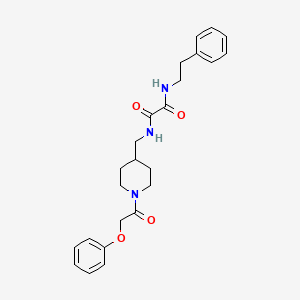 molecular formula C24H29N3O4 B2373753 N1-苯乙基-N2-((1-(2-苯氧基乙酰)哌啶-4-基)甲基)草酰胺 CAS No. 1235268-51-5