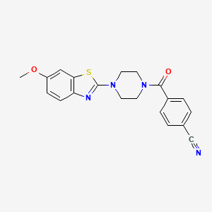 molecular formula C20H18N4O2S B2373755 4-(4-(6-甲氧基苯并[d]噻唑-2-基)哌嗪-1-酰基)苯腈 CAS No. 897468-75-6
