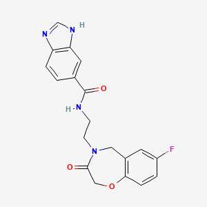 molecular formula C19H17FN4O3 B2373782 N-(2-(7-fluoro-3-oxo-2,3-dihydrobenzo[f][1,4]oxazepin-4(5H)-yl)ethyl)-1H-benzo[d]imidazole-5-carboxamide CAS No. 1903606-69-8