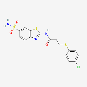 3-((4-chlorophenyl)thio)-N-(6-sulfamoylbenzo[d]thiazol-2-yl)propanamide