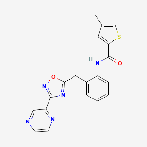 4-methyl-N-(2-((3-(pyrazin-2-yl)-1,2,4-oxadiazol-5-yl)methyl)phenyl)thiophene-2-carboxamide