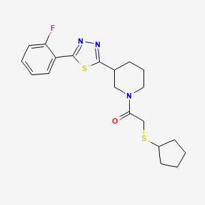 2-(Cyclopentylthio)-1-(3-(5-(2-fluorophenyl)-1,3,4-thiadiazol-2-yl)piperidin-1-yl)ethanone