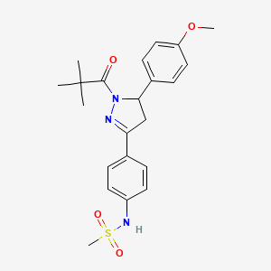 N-(4-(5-(4-methoxyphenyl)-1-pivaloyl-4,5-dihydro-1H-pyrazol-3-yl)phenyl)methanesulfonamide