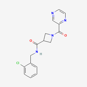 molecular formula C16H15ClN4O2 B2373827 N-(2-氯苄基)-1-(吡嗪-2-羰基)氮杂环丁烷-3-甲酰胺 CAS No. 1396875-58-3