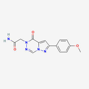 molecular formula C14H13N5O3 B2373828 2-(8-(4-甲氧基苯基)-(氧代)吡唑并[1,5-d][1,2,4]三嗪-1-基)乙酰胺 CAS No. 1087796-45-9