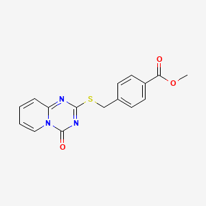 molecular formula C16H13N3O3S B2373837 Methyl 4-[(4-oxopyrido[1,2-a][1,3,5]triazin-2-yl)sulfanylmethyl]benzoate CAS No. 896333-02-1
