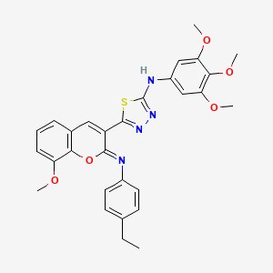 5-[2-(4-Ethylphenyl)imino-8-methoxychromen-3-yl]-N-(3,4,5-trimethoxyphenyl)-1,3,4-thiadiazol-2-amine