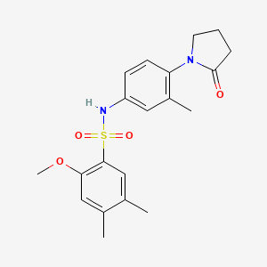 molecular formula C20H24N2O4S B2373844 2-甲氧基-4,5-二甲基-N-(3-甲基-4-(2-氧代吡咯烷-1-基)苯基)苯磺酰胺 CAS No. 942012-70-6
