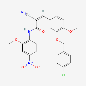 (Z)-3-[3-[(4-Chlorophenyl)methoxy]-4-methoxyphenyl]-2-cyano-N-(2-methoxy-4-nitrophenyl)prop-2-enamide