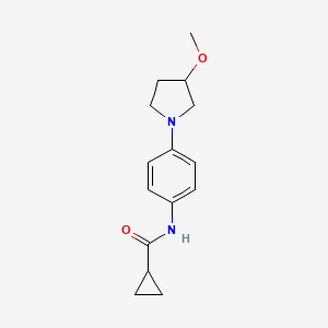 molecular formula C15H20N2O2 B2373856 N-(4-(3-methoxypyrrolidin-1-yl)phenyl)cyclopropanecarboxamide CAS No. 1797021-35-2