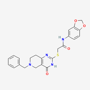 N-(benzo[d][1,3]dioxol-5-yl)-2-((6-benzyl-4-oxo-3,4,5,6,7,8-hexahydropyrido[4,3-d]pyrimidin-2-yl)thio)acetamide