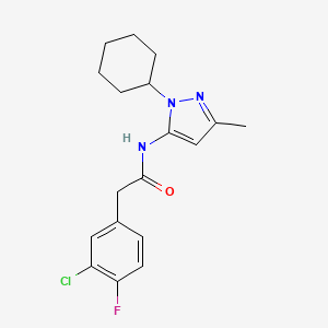 molecular formula C18H21ClFN3O B2373868 2-(3-chloro-4-fluorophenyl)-N-(1-cyclohexyl-3-methyl-1H-pyrazol-5-yl)acetamide CAS No. 2126040-21-7