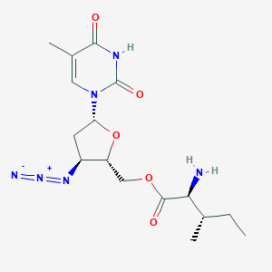 molecular formula C16H24N6O5 B237388 [(2S,3S,5R)-3-azido-5-(5-methyl-2,4-dioxopyrimidin-1-yl)oxolan-2-yl]methyl (2S,3S)-2-amino-3-methylpentanoate CAS No. 125780-95-2