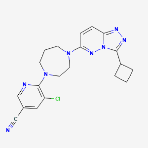 molecular formula C20H21ClN8 B2373885 5-Chloro-6-[4-(3-cyclobutyl-[1,2,4]triazolo[4,3-b]pyridazin-6-yl)-1,4-diazepan-1-yl]pyridine-3-carbonitrile CAS No. 2310123-60-3