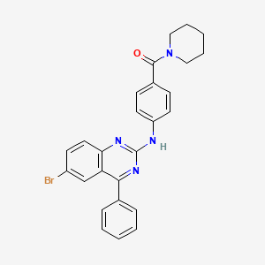molecular formula C26H23BrN4O B2373888 (4-((6-Bromo-4-phenylquinazolin-2-yl)amino)phenyl)(piperidin-1-yl)methanone CAS No. 332118-12-4