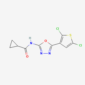 molecular formula C10H7Cl2N3O2S B2373894 N-(5-(2,5-dichlorothiophen-3-yl)-1,3,4-oxadiazol-2-yl)cyclopropanecarboxamide CAS No. 1172735-21-5