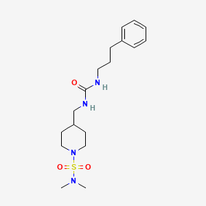 molecular formula C18H30N4O3S B2373898 N,N-dimethyl-4-((3-(3-phenylpropyl)ureido)methyl)piperidine-1-sulfonamide CAS No. 2034282-86-3