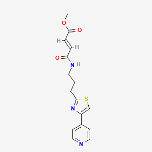 molecular formula C16H17N3O3S B2373915 Methyl (E)-4-oxo-4-[3-(4-pyridin-4-yl-1,3-thiazol-2-yl)propylamino]but-2-enoate CAS No. 2411334-88-6