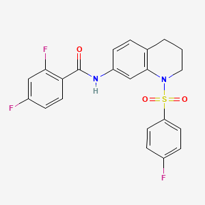 molecular formula C22H17F3N2O3S B2373916 2,4-difluoro-N-(1-((4-fluorophenyl)sulfonyl)-1,2,3,4-tetrahydroquinolin-7-yl)benzamide CAS No. 1210179-42-2