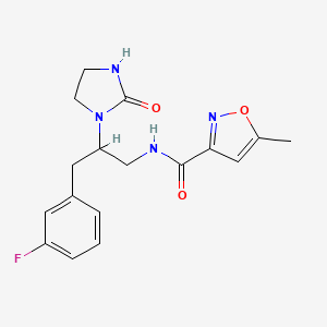 molecular formula C17H19FN4O3 B2373917 N-(3-(3-fluorophenyl)-2-(2-oxoimidazolidin-1-yl)propyl)-5-methylisoxazole-3-carboxamide CAS No. 1421529-86-3