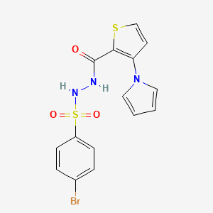 molecular formula C15H12BrN3O3S2 B2373938 4-bromo-N'-{[3-(1H-pyrrol-1-yl)-2-thienyl]carbonyl}benzenesulfonohydrazide CAS No. 672925-39-2