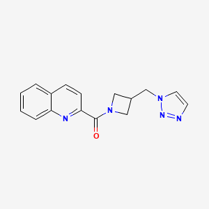 molecular formula C16H15N5O B2373939 2-{3-[(1H-1,2,3-triazol-1-yl)methyl]azetidine-1-carbonyl}quinoline CAS No. 2197642-92-3
