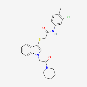 N-(3-chloro-4-methylphenyl)-2-((1-(2-oxo-2-(piperidin-1-yl)ethyl)-1H-indol-3-yl)thio)acetamide