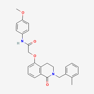 molecular formula C26H26N2O4 B2373946 N-(4-甲氧基苯基)-2-[[2-[(2-甲苯基)甲基]-1-氧代-3,4-二氢异喹啉-5-基]氧基]乙酰胺 CAS No. 850908-66-6